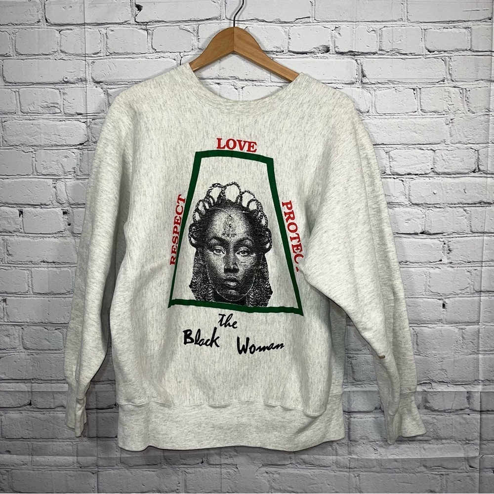 Vintage 90s Love Respect Protect The Black Woman Sweatshirt Women’s Large Gray
